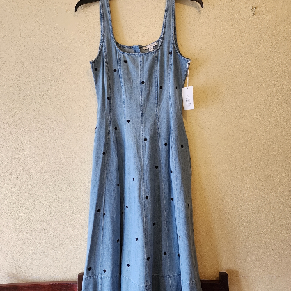 Free assembly Blue Denim Sleeveless Dress heart size medium